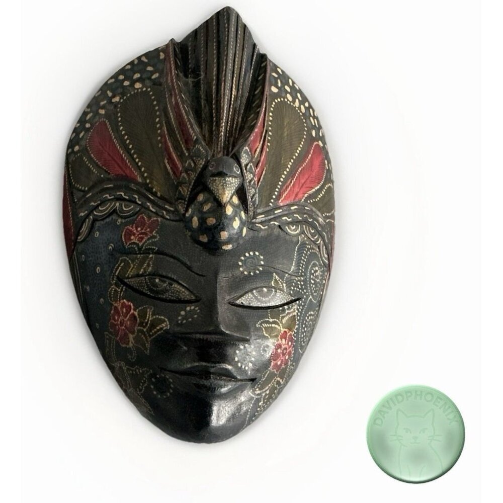 Authentic Handmade Indonesian Wooden Wall Mask – Kenya Wood Carving – Excellent